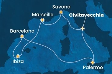 Itálie, Francie, Španělsko z Civitavecchia na lodi Costa Smeralda