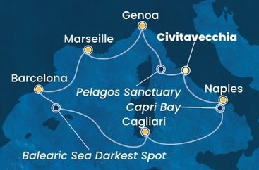 Itálie, Francie, Španělsko z Civitavecchia na lodi Costa Smeralda