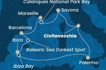 Itálie, Francie, Španělsko z Civitavecchia na lodi Costa Smeralda