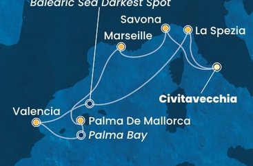 Itálie, Francie, Španělsko z Civitavecchia na lodi Costa Pacifica
