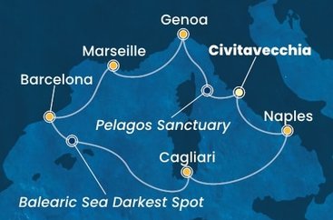 Itálie, Francie, Španělsko z Civitavecchia na lodi Costa Smeralda