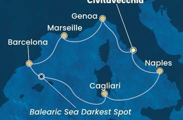 Itálie, Francie, Španělsko z Civitavecchia na lodi Costa Smeralda