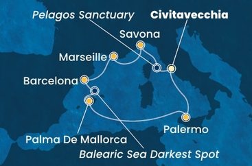 Itálie, Francie, Španělsko z Civitavecchia na lodi Costa Toscana