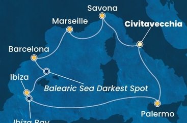 Itálie, Francie, Španělsko z Civitavecchia na lodi Costa Toscana