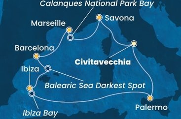 Itálie, Francie, Španělsko z Civitavecchia na lodi Costa Smeralda