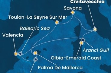 Itálie, Francie, Španělsko,  z Civitavecchia na lodi Costa Pacifica