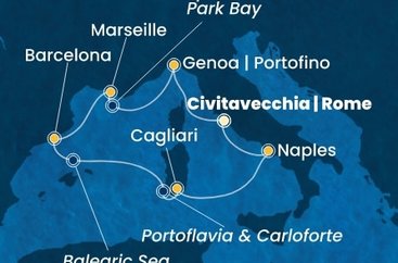 Itálie, Francie, Španělsko,  z Civitavecchia na lodi Costa Smeralda
