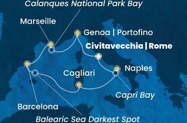Itálie, Francie, Španělsko z Civitavecchia na lodi Costa Toscana