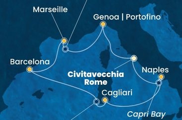 Itálie, Francie, Španělsko z Civitavecchia na lodi Costa Smeralda