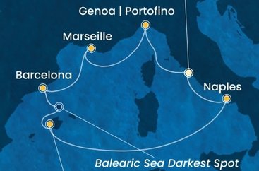 Itálie, Francie, Španělsko z Civitavecchia na lodi Costa Toscana