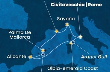 Itálie, Francie, Španělsko z Civitavecchia na lodi Costa Pacifica