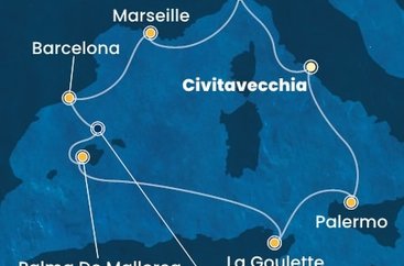 Itálie, Francie, Španělsko, Tunisko z Civitavecchia na lodi Costa Toscana