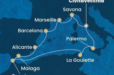 Itálie, Francie, Španělsko, Maroko, Tunisko z Civitavecchia na lodi Costa Toscana