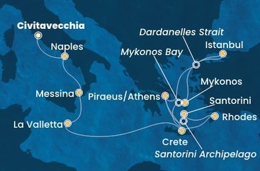 Itálie, Malta, Řecko, Turecko z Civitavecchia na lodi Costa Pacifica