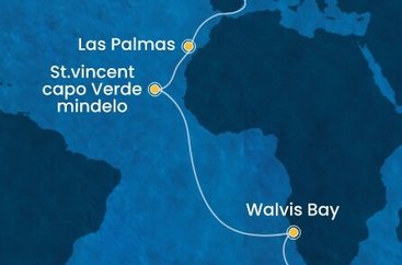 Jihoafrická republika, Namibie, Kapverdy, Španělsko z Kapského Města na lodi Costa Deliziosa