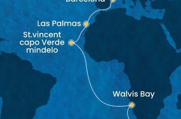 Jihoafrická republika, Namibie, Kapverdy, Španělsko, Francie z Kapského Města na lodi Costa Deliziosa