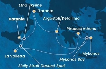 Itálie, Řecko, Malta z Katánie na lodi Costa Fascinosa