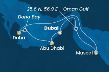 Spojené arabské emiráty, Omán, Katar z Dubaje na lodi Costa Toscana