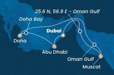 Spojené arabské emiráty, Omán, , Katar z Dubaje na lodi Costa Toscana