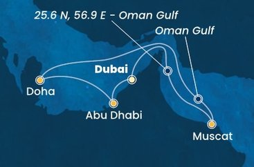 Spojené arabské emiráty, Omán, Katar z Dubaje na lodi Costa Smeralda