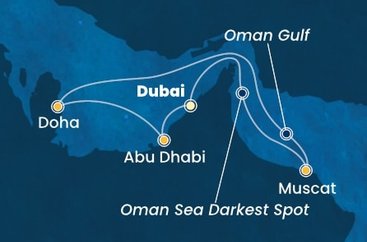 Spojené arabské emiráty, Omán, Katar z Dubaje na lodi Costa Smeralda