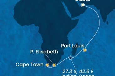 Spojené arabské emiráty, Mauricius, Jihoafrická republika z Dubaje na lodi Costa Smeralda