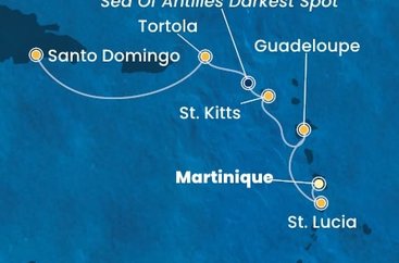Martinik, Svatá Lucie, Guadeloupe, Svatý Kryštof a Nevis, Britské Panenské ostrovy, Dominikánská republika z Fort-de-France na lodi Costa Fascinosa