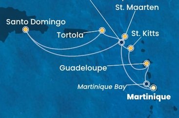 Martinik, Guadeloupe, Svatý Kryštof a Nevis, Britské Panenské ostrovy, Dominikánská republika, Svatý Martin z Fort-de-France na lodi Costa Favolosa