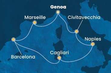 Itálie, Francie, Španělsko z Janova na lodi Costa Smeralda