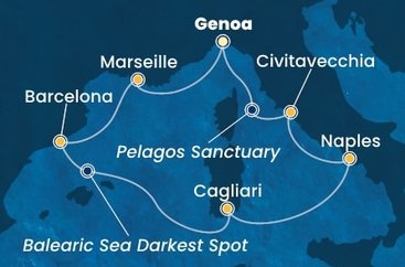 Itálie, Francie, Španělsko z Janova na lodi Costa Smeralda