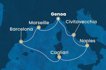 Itálie, Francie, Španělsko z Janova na lodi Costa Toscana