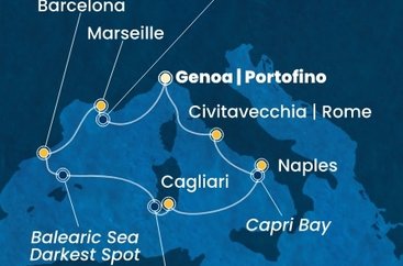 Itálie, Francie, Španělsko z Janova na lodi Costa Smeralda