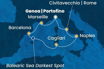 Itálie, Francie, Španělsko z Janova na lodi Costa Smeralda