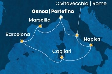 Itálie, Francie, Španělsko z Janova na lodi Costa Smeralda