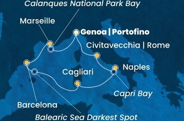 Itálie, Francie, Španělsko z Janova na lodi Costa Toscana