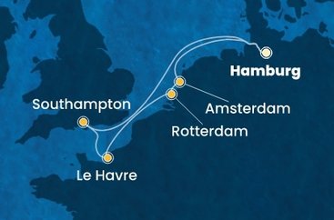 Německo, Velká Británie, Francie, Nizozemsko z Hamburku na lodi Costa Favolosa