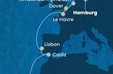 Německo, Nizozemsko, Velká Británie, Francie, Portugalsko, Španělsko z Hamburku na lodi Costa Favolosa