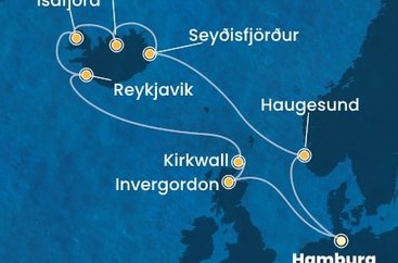 Německo, Norsko, Island, Velká Británie z Hamburku na lodi Costa Favolosa