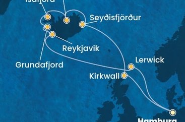 Německo, Velká Británie, Island z Hamburku na lodi Costa Favolosa