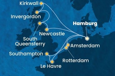 Německo, Velká Británie, Francie, Nizozemsko z Hamburku na lodi Costa Favolosa