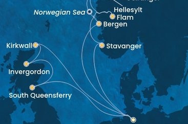 Německo, Velká Británie, Norsko z Hamburku na lodi Costa Favolosa