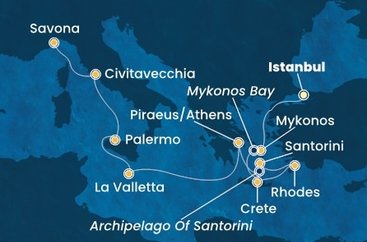 Turecko, Řecko, Malta, Itálie z Istanbulu na lodi Costa Fortuna
