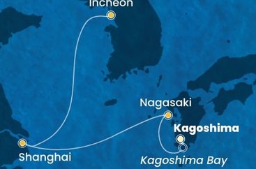 Japonsko, , Čína, Jižní Korea z Kagoshimi na lodi Costa Serena
