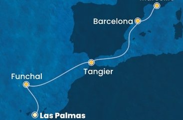 Španělsko, Portugalsko, Maroko, Francie z Las Palmas na lodi Costa Pacifica