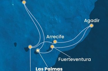 Španělsko, Portugalsko, Maroko z Las Palmas na lodi Costa Fortuna