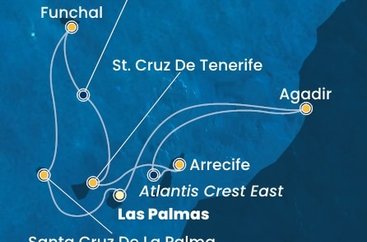 Gran Canaria, La Palma, Madeira, Tenerife, Španělsko, Maroko z Las Palmas na lodi Costa Fortuna