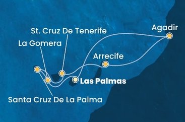 Španělsko, La Gomera, Maroko z Las Palmas na lodi Costa Fortuna