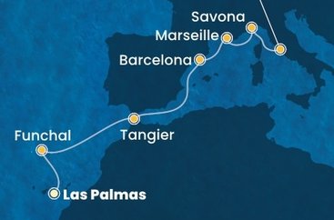 Španělsko, Portugalsko, Maroko, Francie, Itálie z Las Palmas na lodi Costa Pacifica