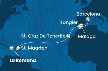 Dominikánská republika, Svatý Martin, Španělsko, Maroko z La Romany na lodi Costa Fascinosa