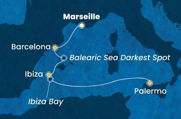 Francie, Španělsko, Itálie z Marseille na lodi Costa Smeralda